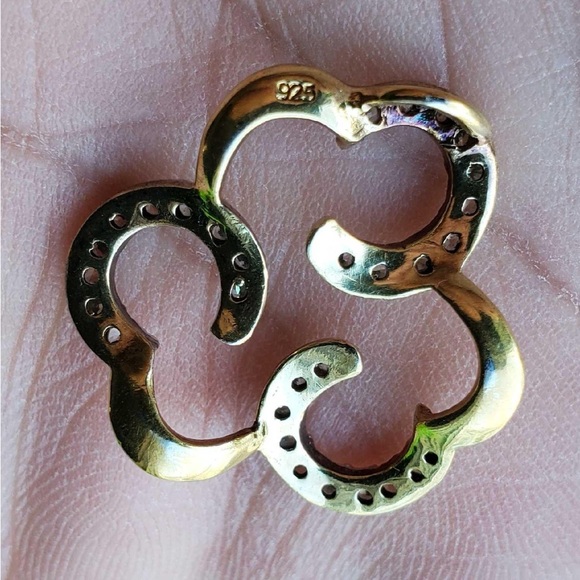 3 horseshoe pendant, zircon, silver, 14k plated - Picture 2 of 3